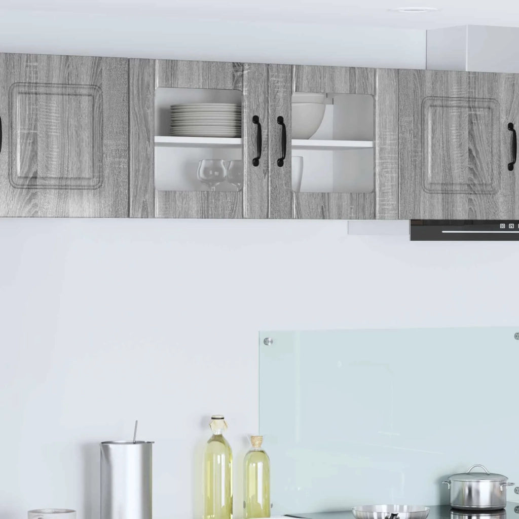 Pensile da cucina | Mobile in vetro da parete LUCCA Grigio Sonoma 80 x 31 x 40 cm
