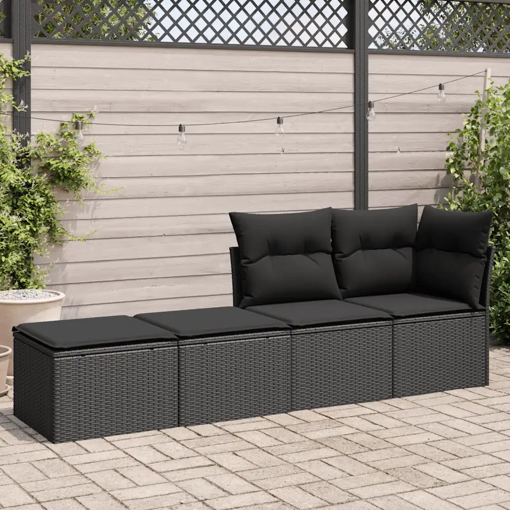 Set Divani da Giardino con Cuscini 2 pz Nero Polyrattan Acacia 3328658