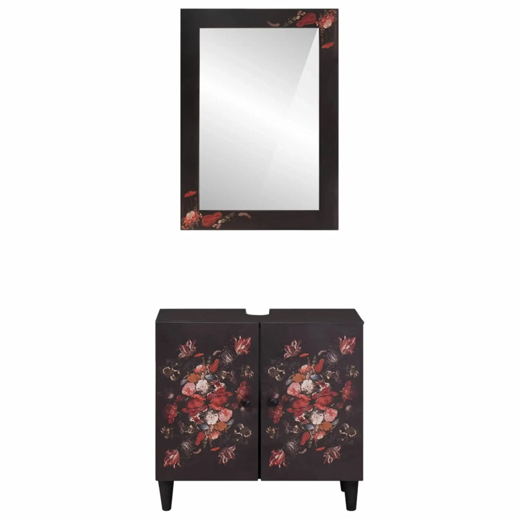 Set di Armadi da Bagno | Armadio da bagno con porta 2 pz Legno di mango massello