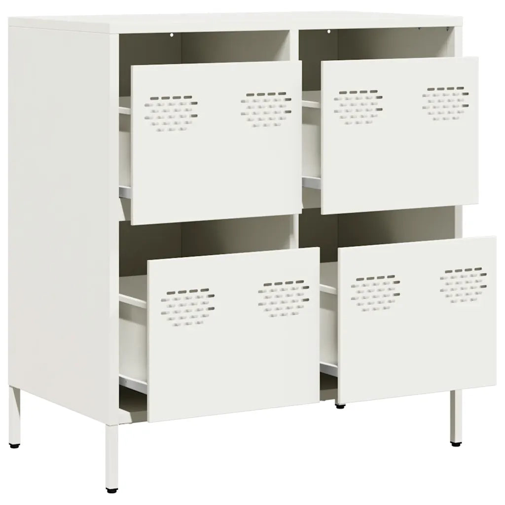 Credenza Bianca 68x39x73,5 cm in Acciaio Laminato a Freddo 851261
