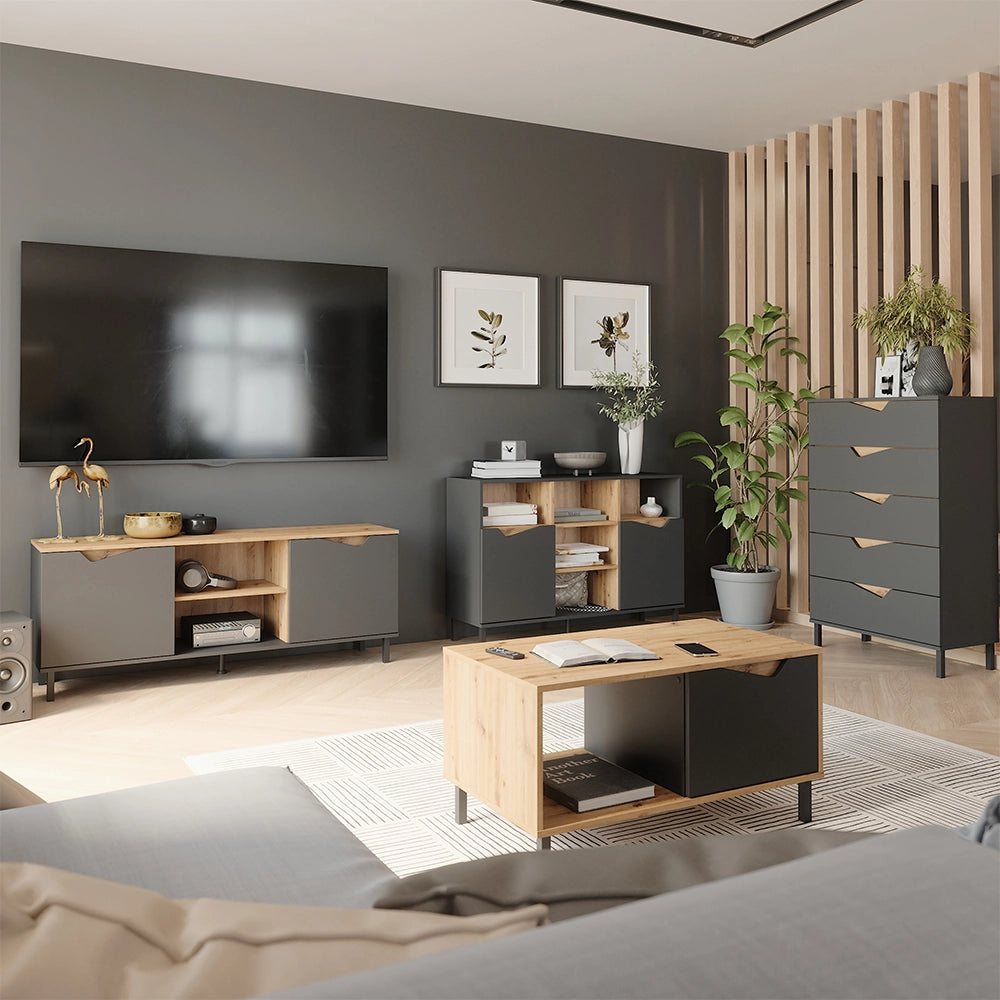 Vicco Credenza Antracite/Artisan 120 x 81.3 cm con 2 porte