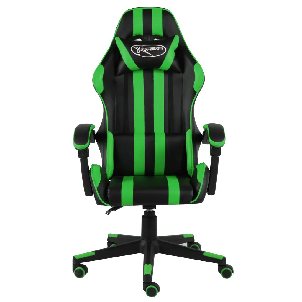 Sedia da Ufficio | Sedia da Gaming Nero e Verde in Similpelle