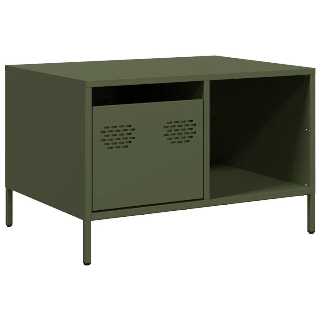 Tavolino-Tavolino da soggiorno-Tavolo Verde Oliva 68,5x50x43,5 cm Acciaio Laminato a Freddo
