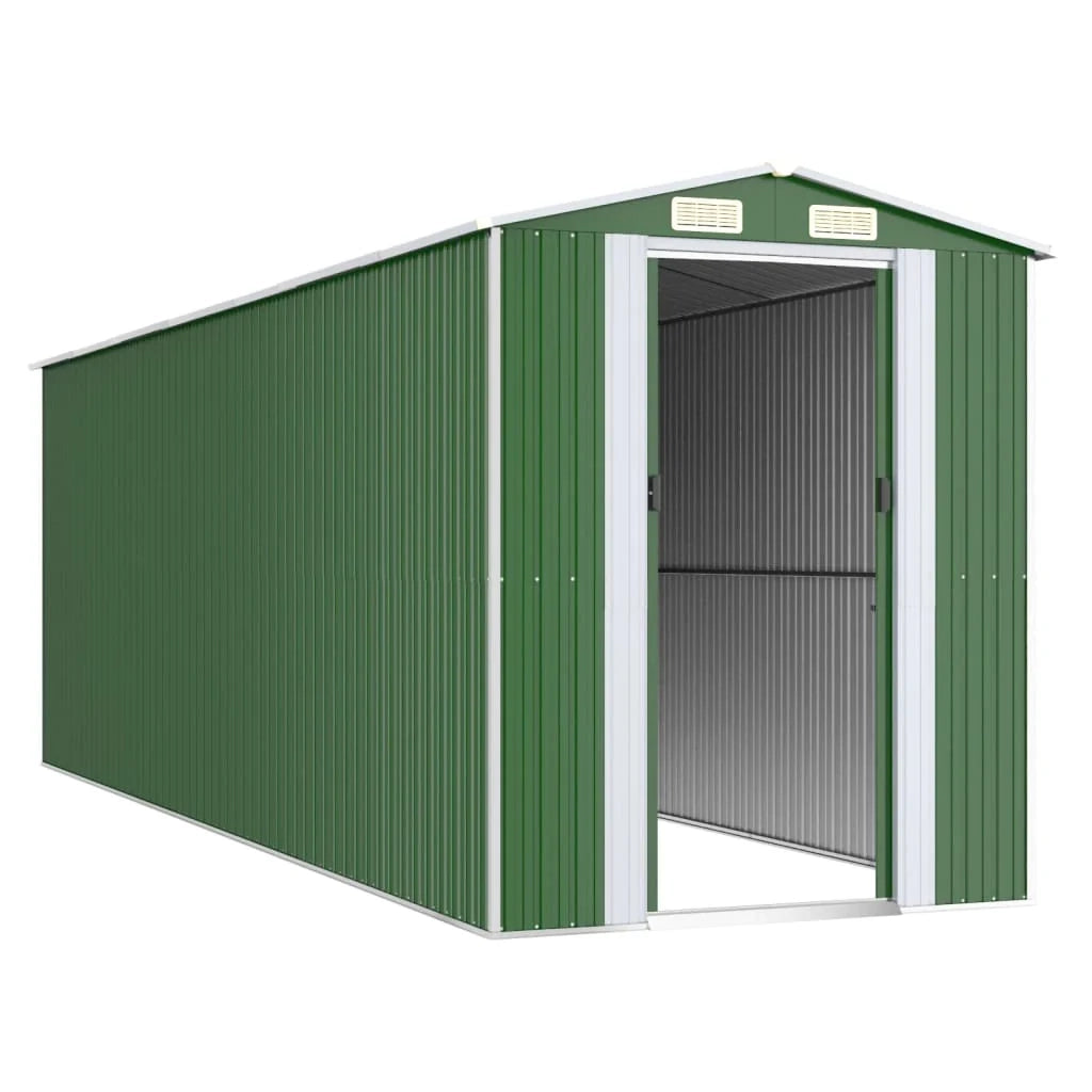 Casetta da giardino cabina ripostiglio casetta da esterno robusta casetta per attrezzi 192 x 606 x 223 cm acciaio zincato verde 02_0022366