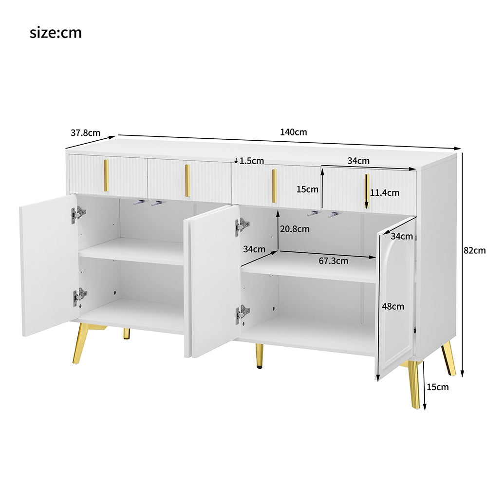 Buffet 4 porte 4 cassetti - Xylo - MDF bianco laccato