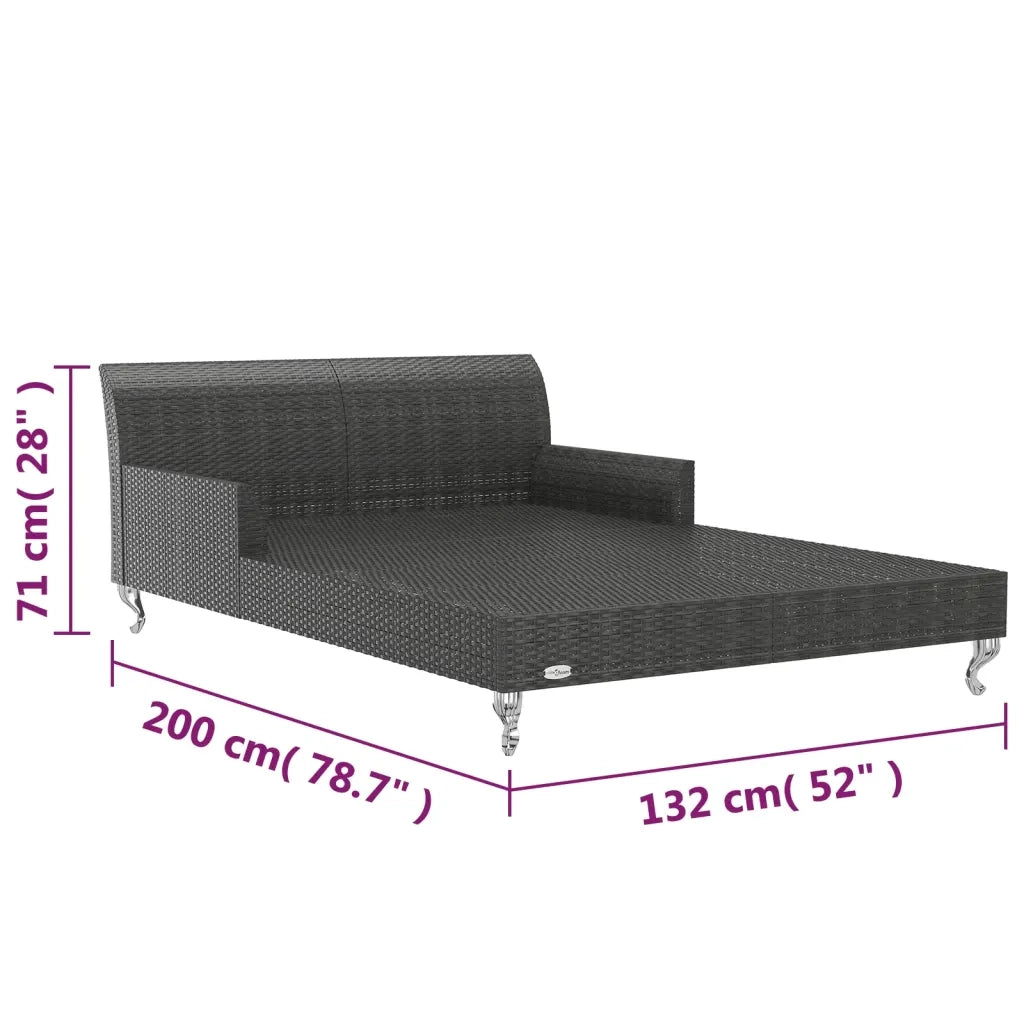 Lettino Prendisole per 2 Persone con Cuscini in Polyrattan Nero cod mxl 55524