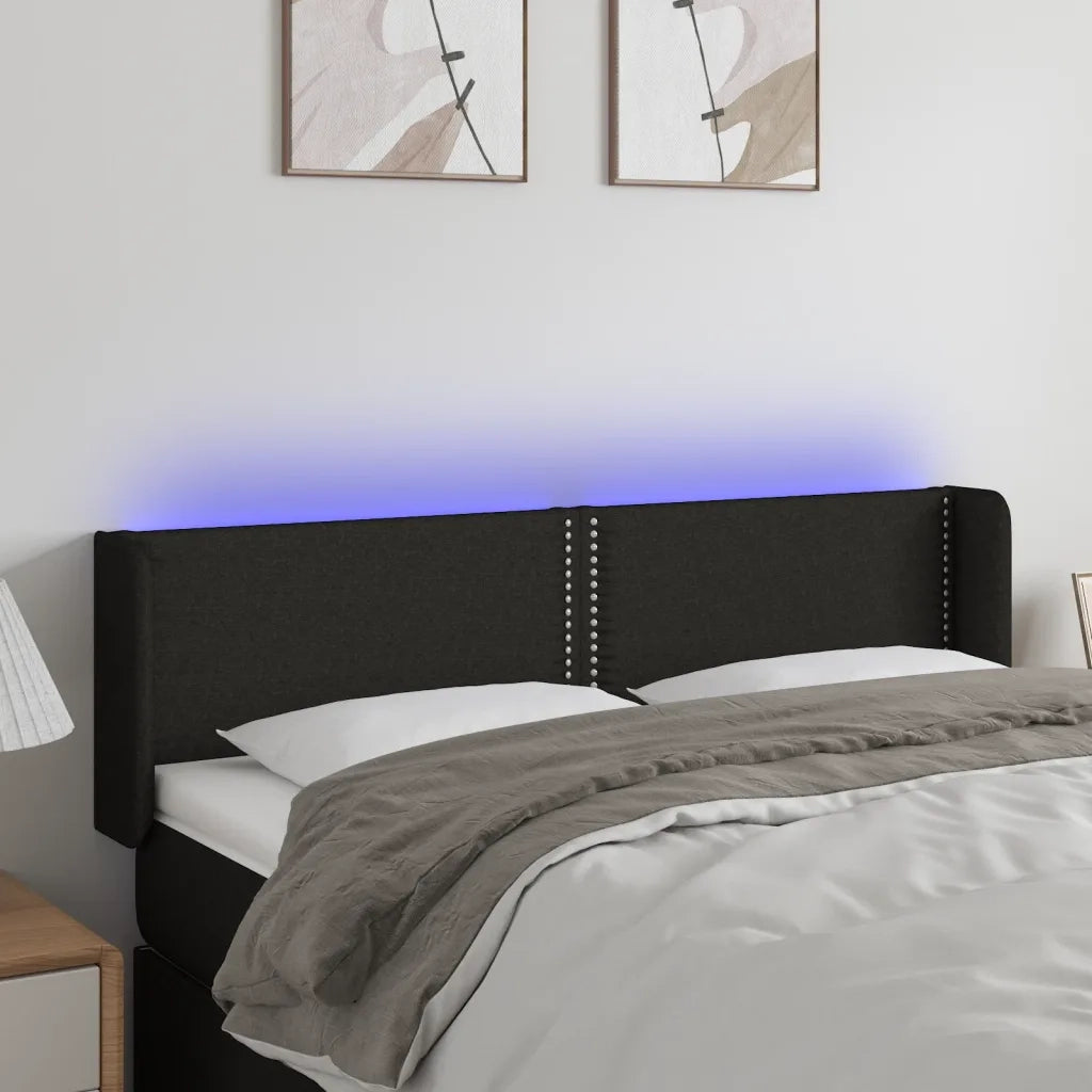 Testiera a LED-Testata con LED Nera 147x16x78/88 cm in Tessuto 238311