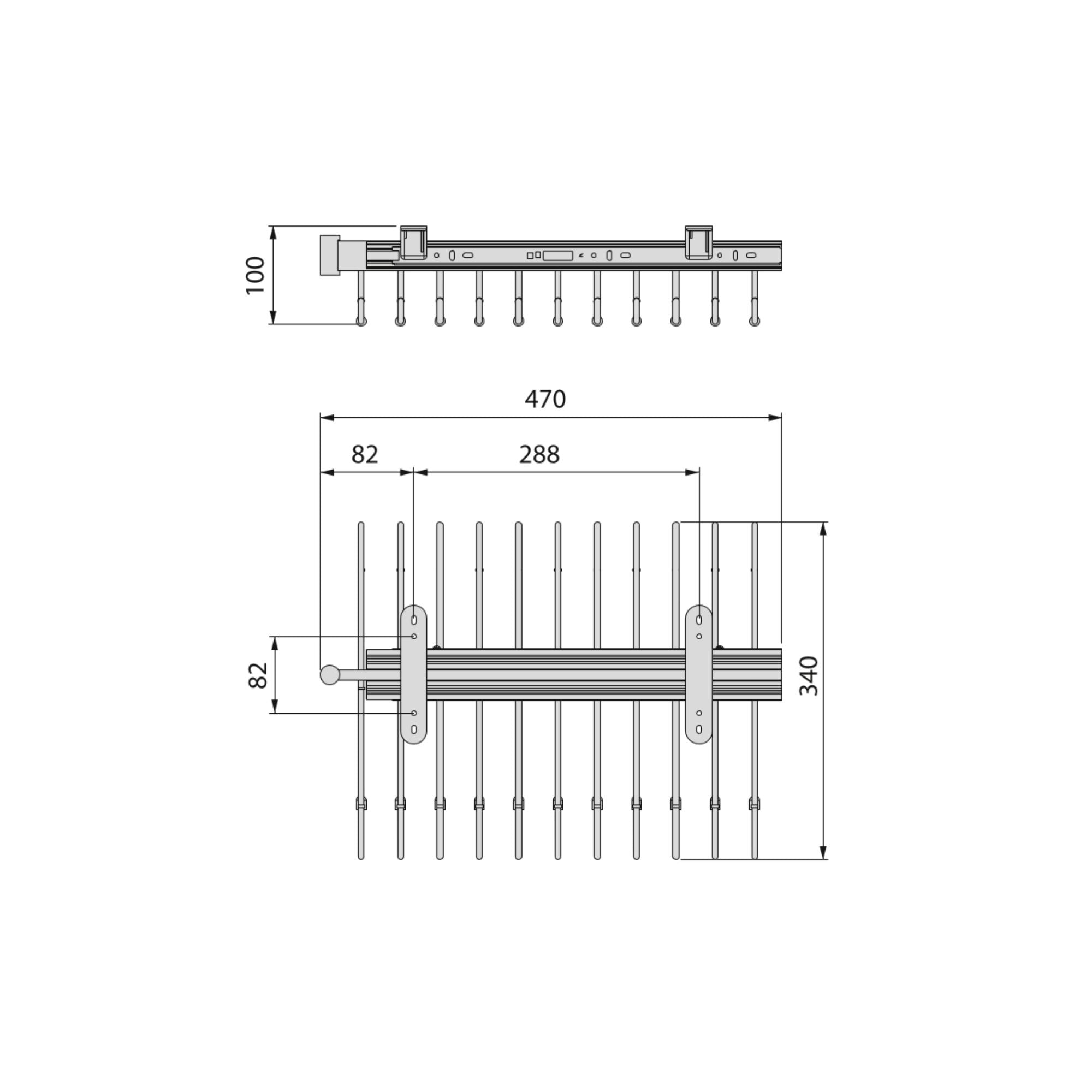 Porta Pantaloni Estraibile per Armadio in Acciaio Emuca Grigio Pietra