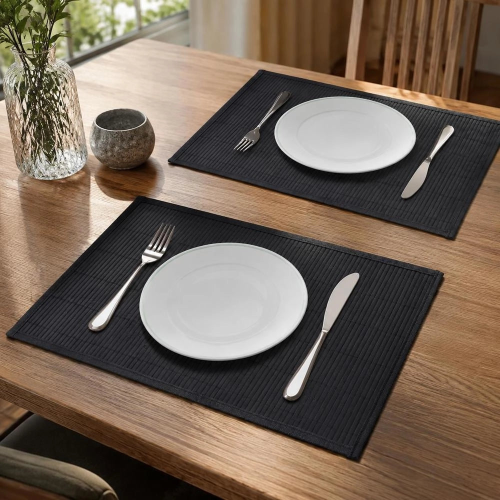6 Bamboo Placemats 30 X 45 Cm Black
