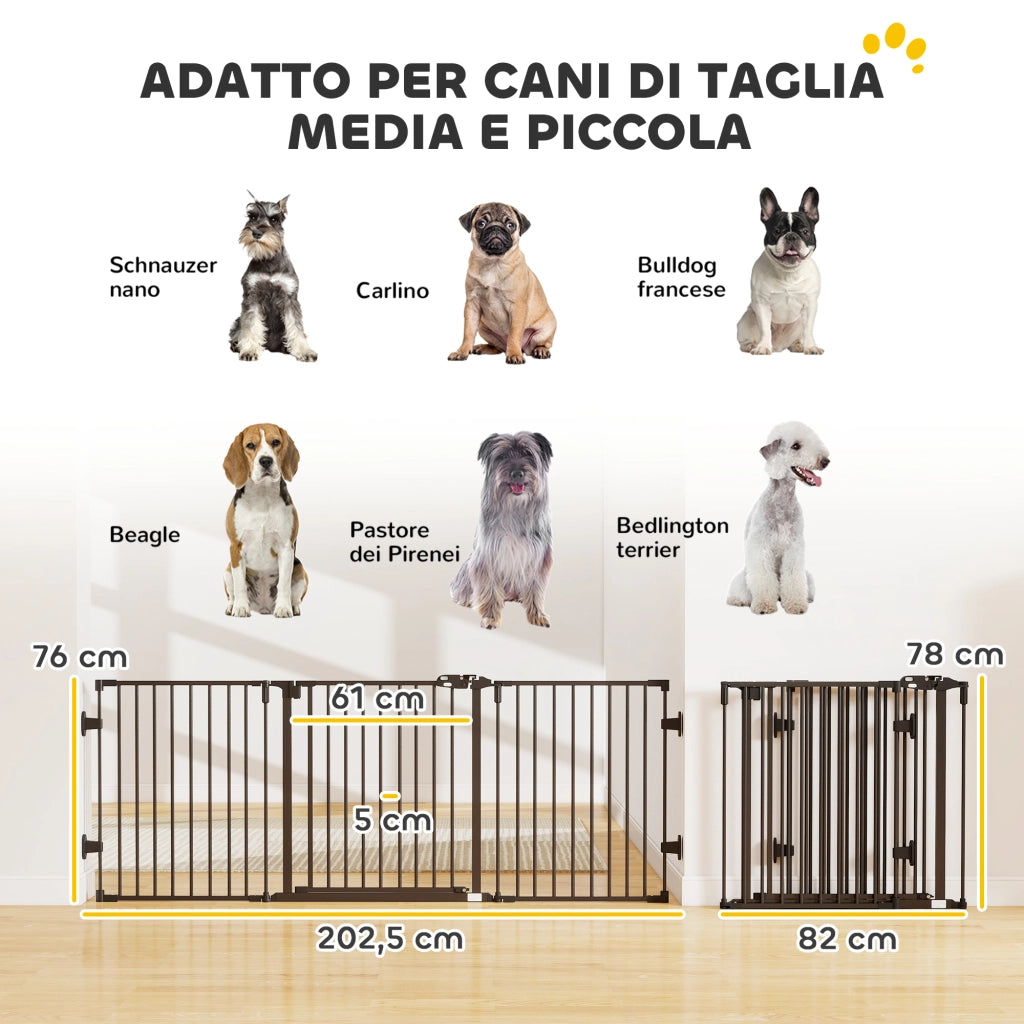 Cancello per Cani Pieghevole in Acciaio ¨C zephmum ¨C Nero 202.5x76cm