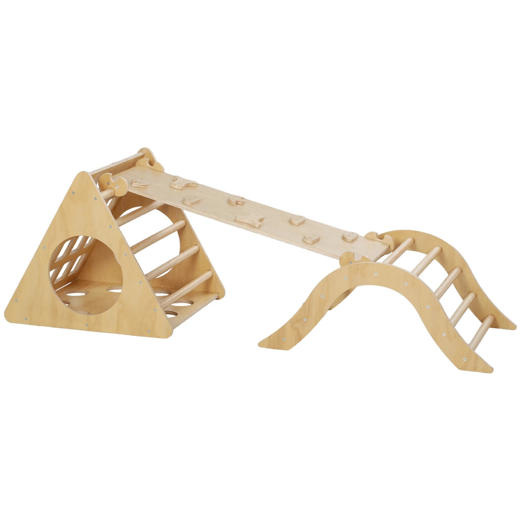 Casetta per Bambini 8 in 1 con Rampa e Scala ¨C Minimal ¨C 175x59,5x60 cm Naturale