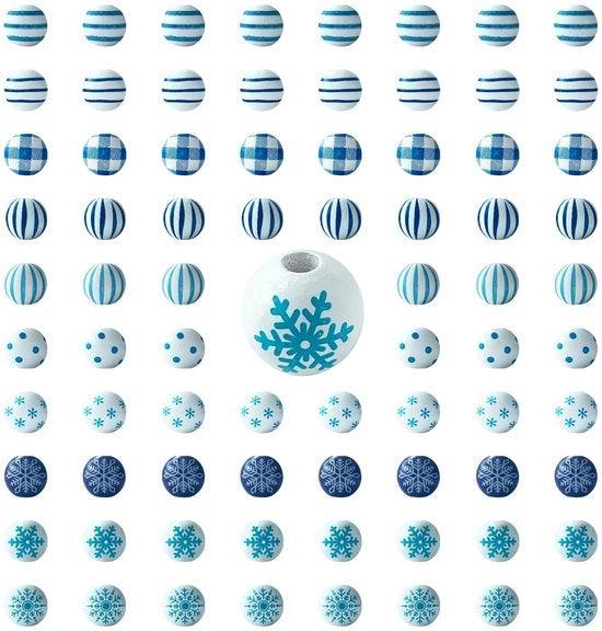 80 pezzi di ghiaccio di neve in legno per decorazioni natalizie, decorazioni natalizie in legno, ghirlande in legno con foro grande, per artigianato, gioielleria, fai da te, decorazioni natalizie (10 stili)