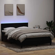 Giroletto a Molle con Materasso Nero 160x210 cm in Velluto