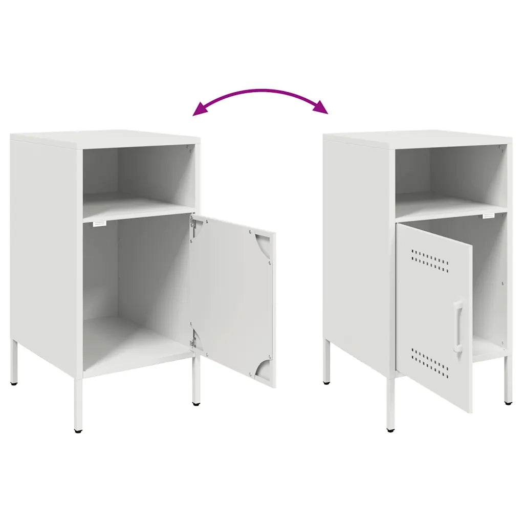 Set di 2 Comodini | Armadio da Notte | Mobiletto da notte Bianchi 36x39x68 cm in Acciaio