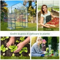 Serra da Giardino in Acciaio e PVC Trasparente con Porta Avvolgibile, 143x73x195 cm, verde