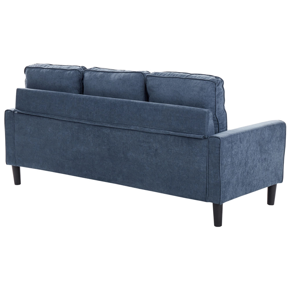 Divano di colore Blu Scuro a 3 posti con Poggiapiedi Ottomano Imbottito stile Classico Tradizionale