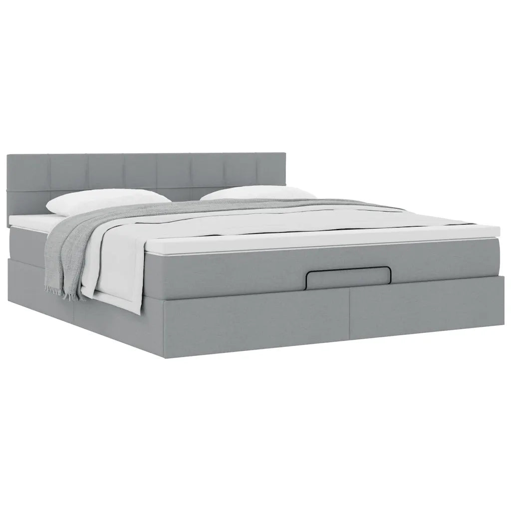 Pouf Letto con Materasso Grigio Chiaro 160x200 cm in Tessuto 3311470