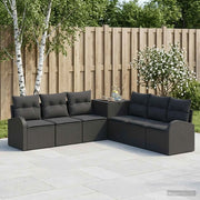 Set di divani 7 pz Nero Rattan sintetico e Acciaio 3448694