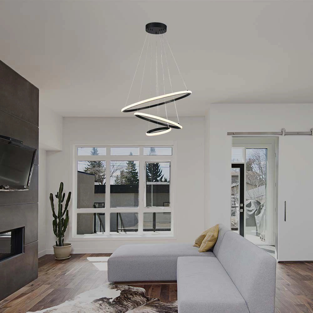 Lampadario LED 3 anelli nero 3000K 32W V-TAC VT-7816