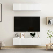 Mobili Porta TV 4 pz Bianchi 60x30x30 cm in Legno Multistrato 3074450