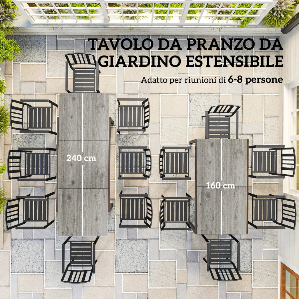 Tavolo da pranzo allungabile per giardino ¨C zephmum ¨C alluminio e acciaio grigio 160-240 cm