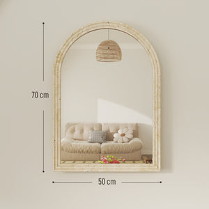 Specchio da Parete ad Arco 50x2x70 cm con Cornice  in Vetro e Polistirene Beige