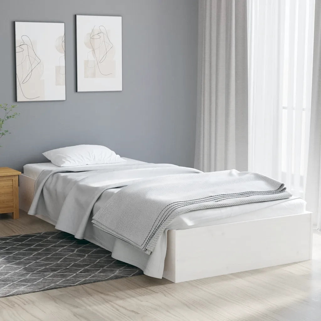 Giroletto-Struttura Letto Bianco in Legno Massello 75x190 cm Small Single 609932