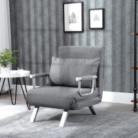 Poltrona Relax Sedia da Letto, Funzione Letto, Ospite, 65 cm x 69 cm x 80 cm, Grigio