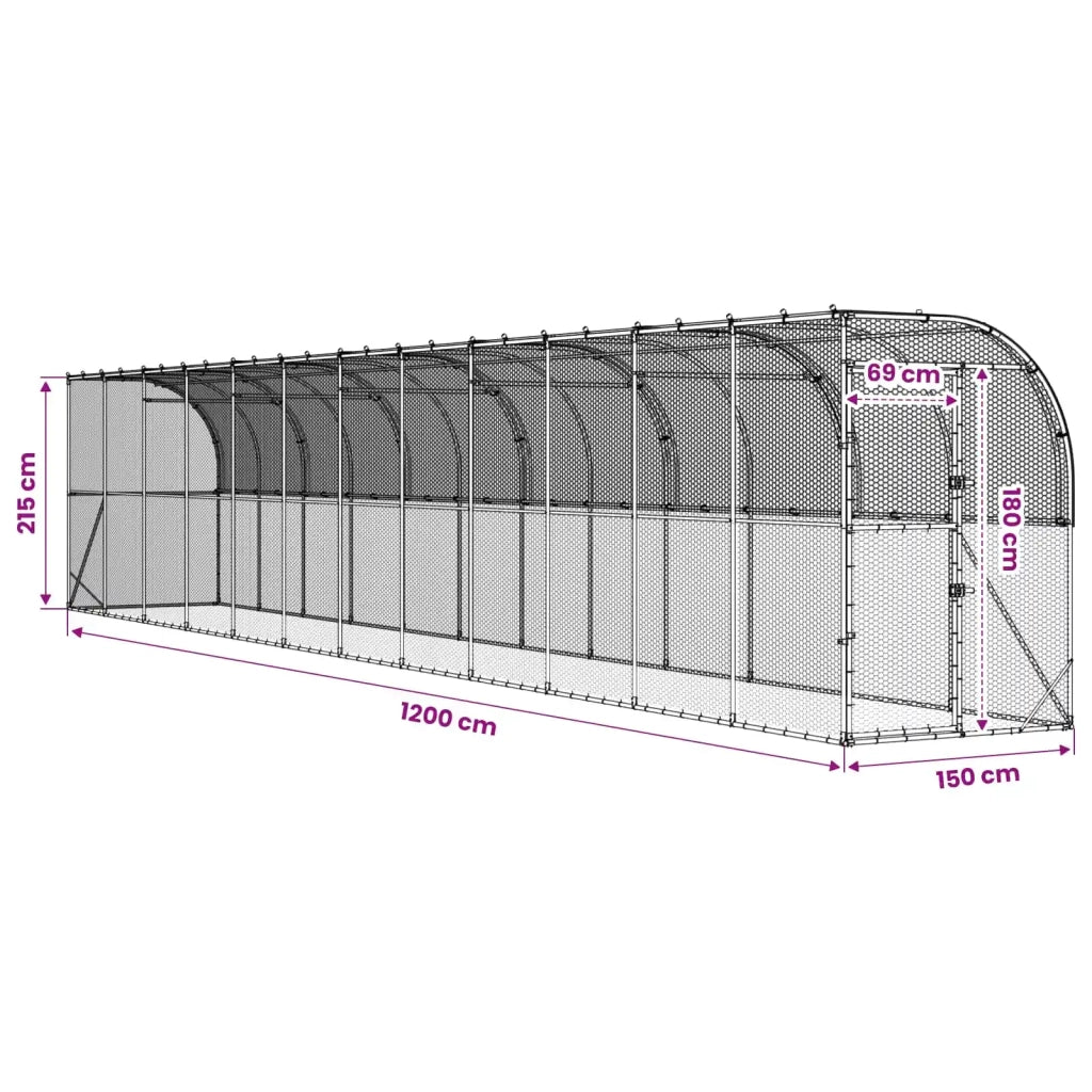 Gabbia per Polli Contro il Muro Argento 600 x 150 x 215 cm 3434725