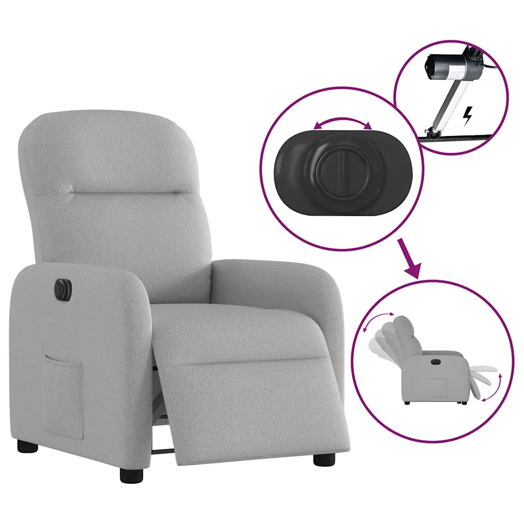 Poltrona Elettrica Reclinabile Grigio Nuvola in Tessuto 3302961