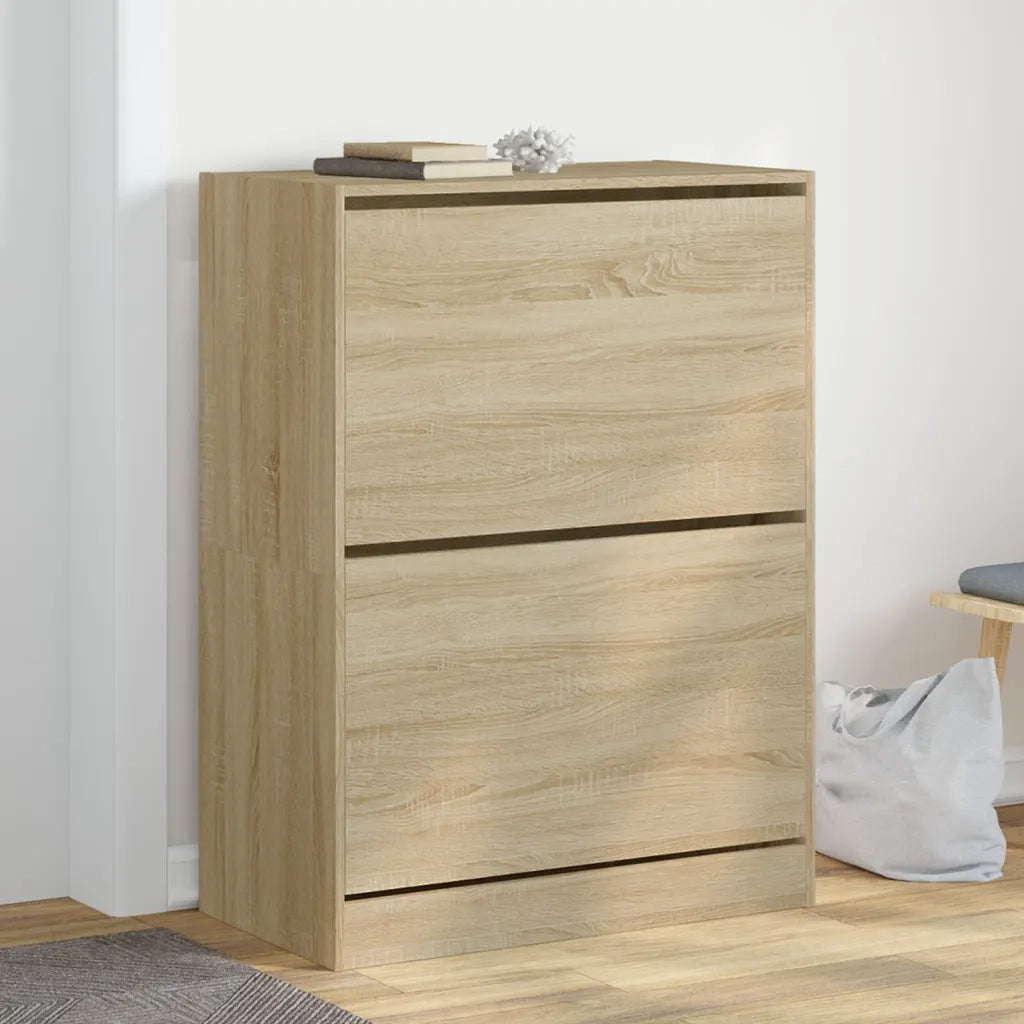 Scarpiera | Mobile per scarpe 2 Cassetti Ribaltabili Rovere Sonoma 80x42x108 cm