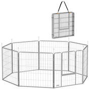 Recinto per Cani a 8 Pannelli Modulabili Pieghevole con Porta in Acciaio, Altezza 80 cm, Argento