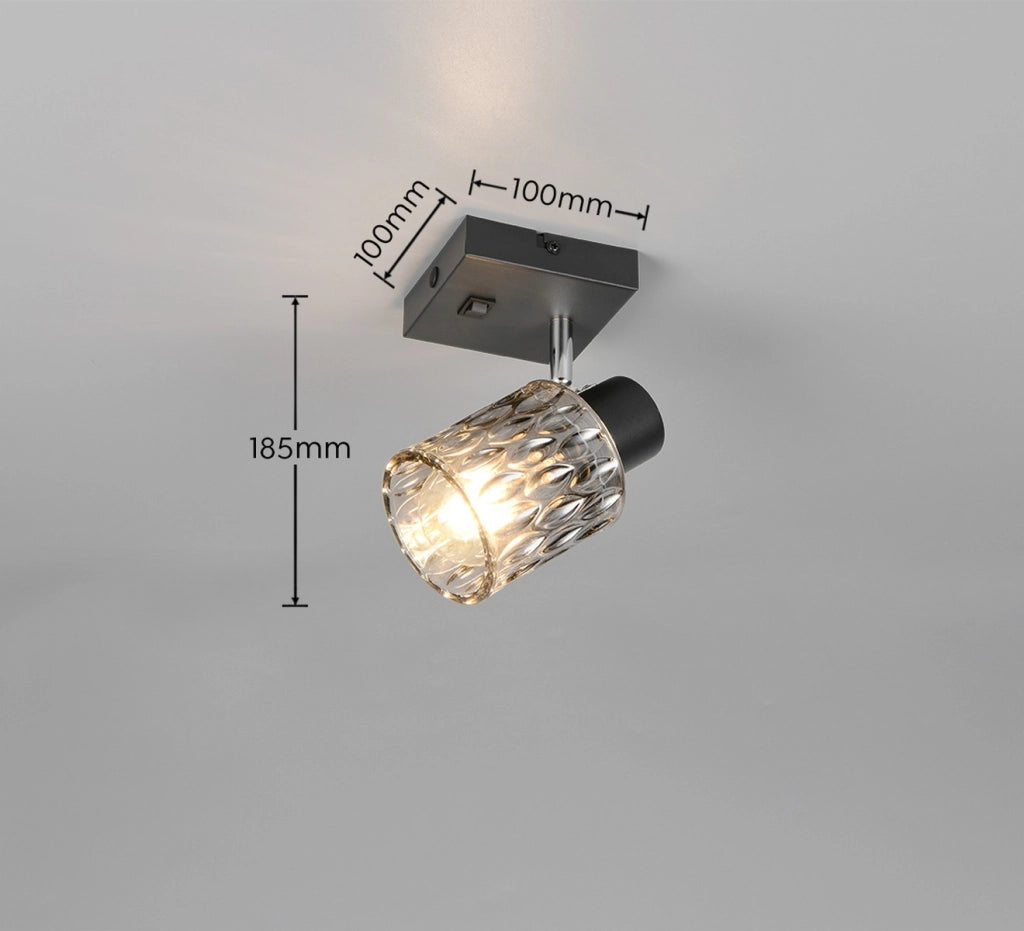 Faretto parete soffitto 1xE27 nero vetro fumé JACK RL