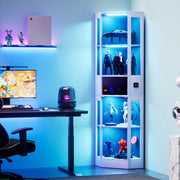 VETRINA in MDF e vetro 57x40x165 cm Bianca con LED e sensore