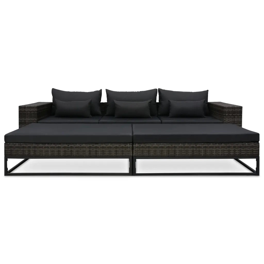 Set Divani da Giardino 5 pz con Cuscini in Polyrattan Grigio cod mxl 60681