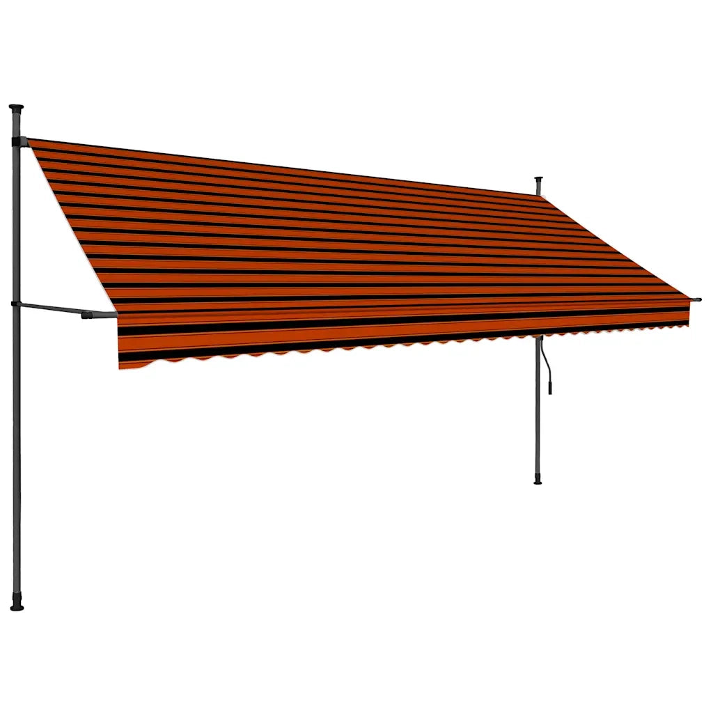 Tenda da Sole Retrattile Manuale LED-Tenda parasole per Patio 350 cm Arancione e Marrone