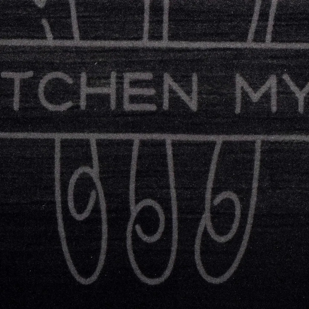 Tappeto da Cucina-Tappetino da Cucina Posate Nero 180 x 60 cm Velluto