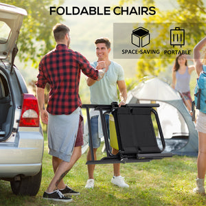 Set Tavolo e 4 Sedie Pieghevoli da Giardino   Nero