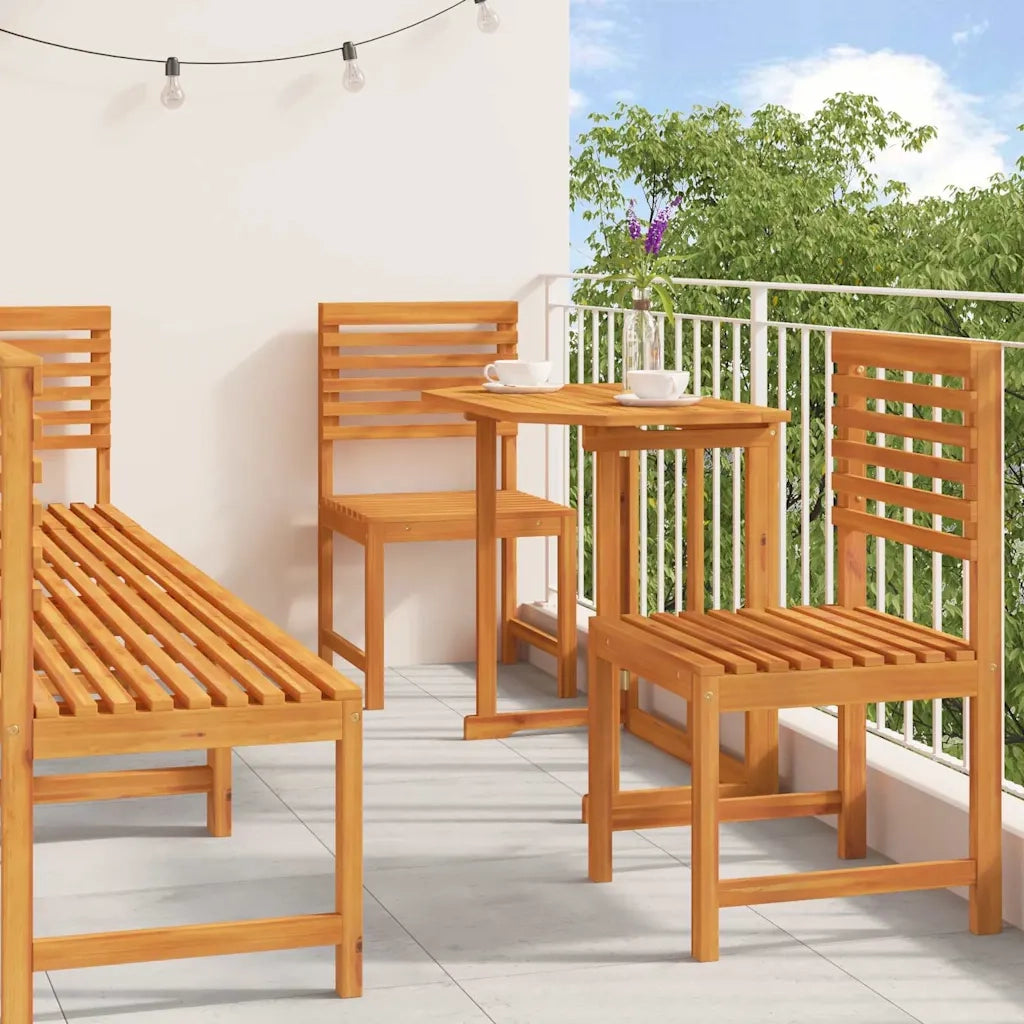 Set Bistro da Giardino 6 pcs Marrone Legno di Acacia Massello 3328697
