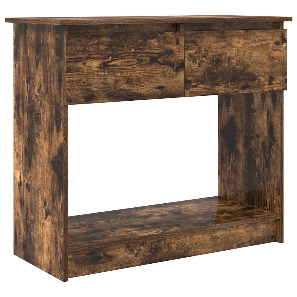 Tavolo Consolle con Cassetti Rovere Fumo 85,5x38,5x74,5 cm 861395