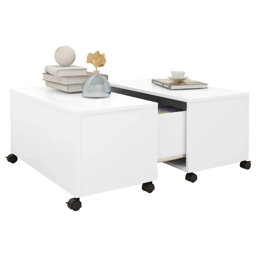 Tavolino da salotto | Tavolino da caff¨¨ | Tavolino da Soggiorno Bianco 75x75x38 cm in Legno Multistrato