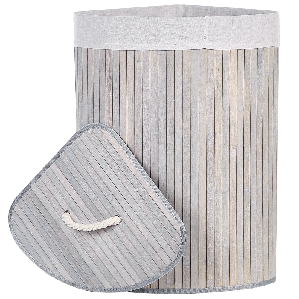 Cestino portaoggetti in bambù grigio chiaro con coperchio Cestino per biancheria Accessori pratici lavanderia bucato