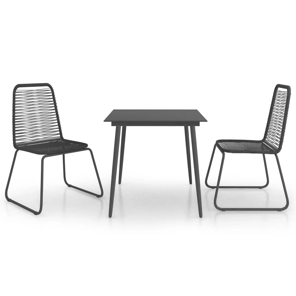 Set di mobili da giardino mobili da esterno set da 3 pezzi rattan nero e PVC 02_0016063