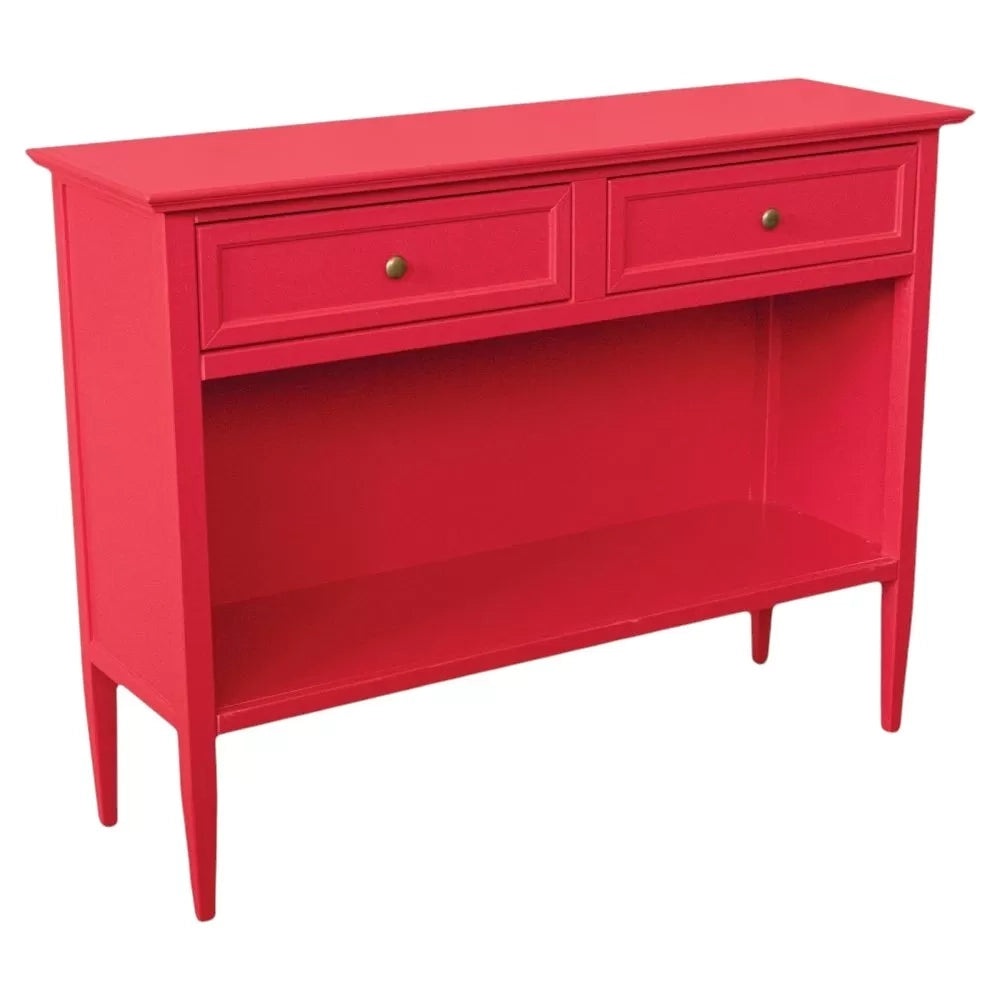 Madia credenza 2 cassetti 1 vano a giorno legno shabby rosso lampone 110x35x83 - Mobili 2G