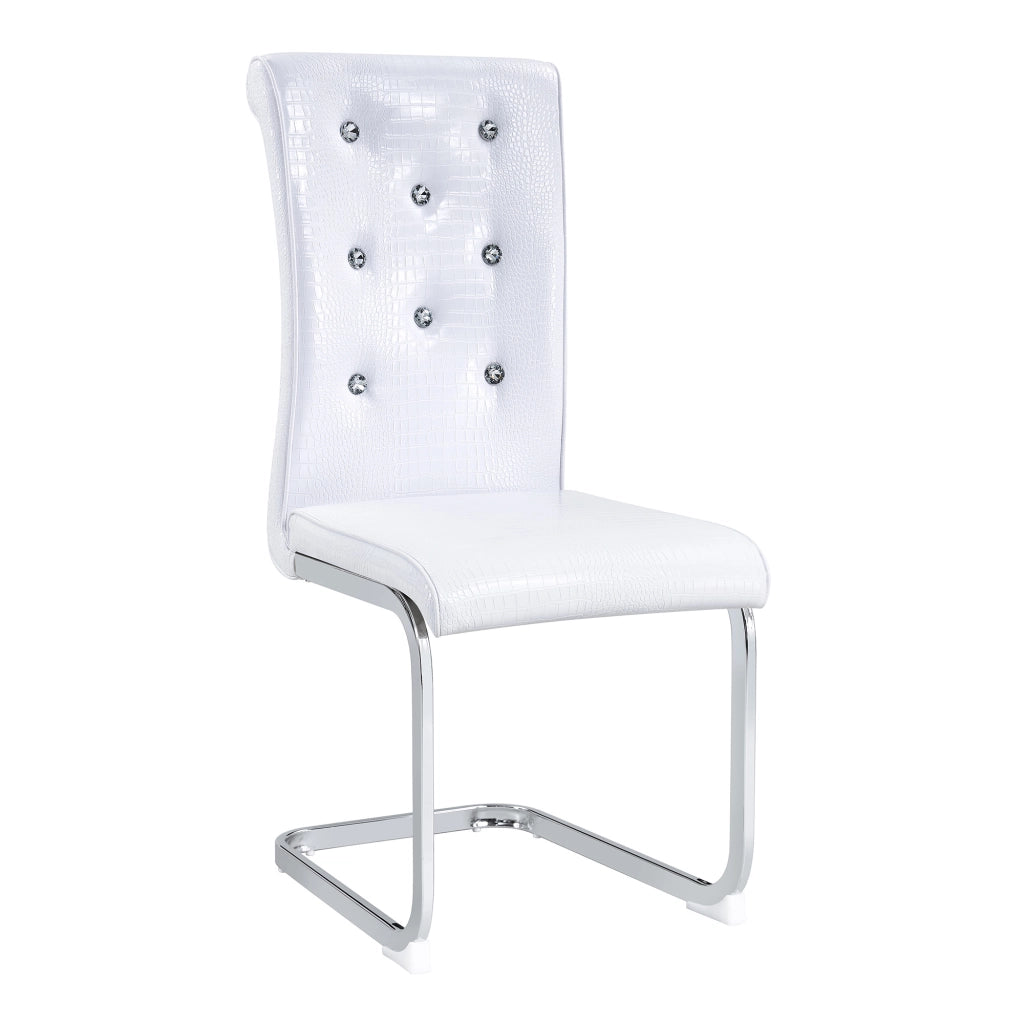 Sedia da Sala da Pranzo Imbottita con Schienale Ergonomico e Gambe Cromate in Metallo PVC Bianco