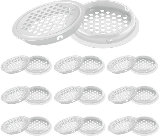 Adeguamento di ventilazione - 20 pezzi - acciaio inossidabile - adatto per armadi e cassetti per scarpe - bianco