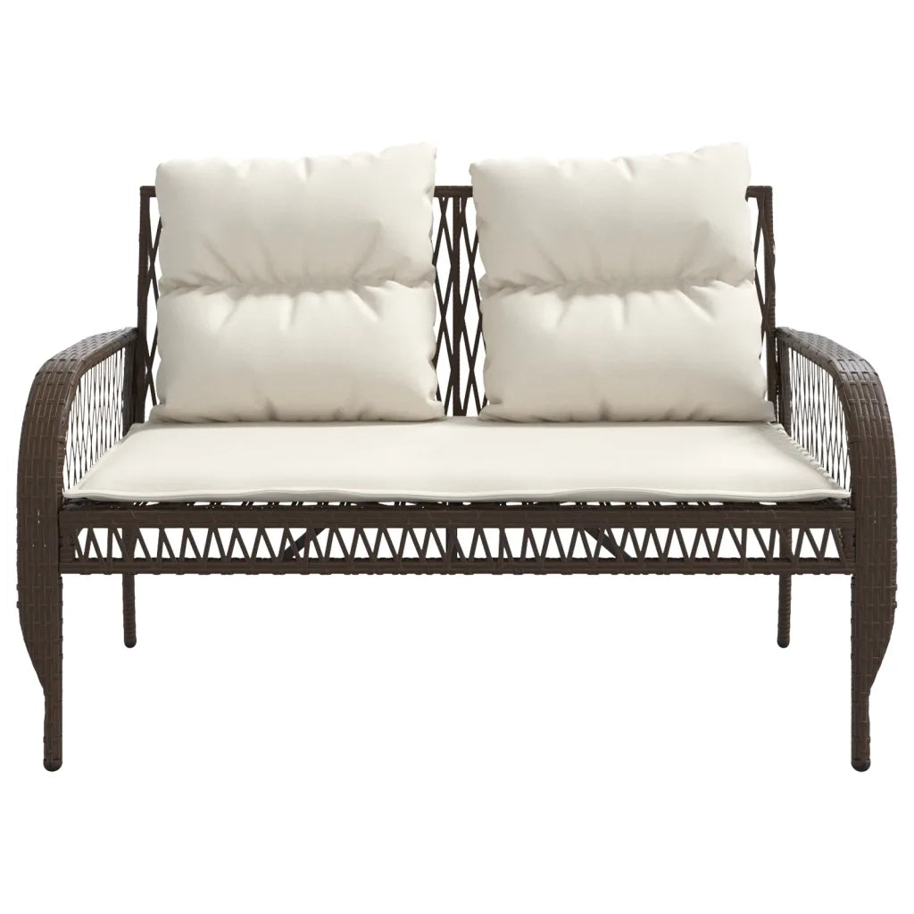 Set Divano da Giardino 4 pz | Set Salotto da Giardino con Cuscini Marrone in Polyrattan