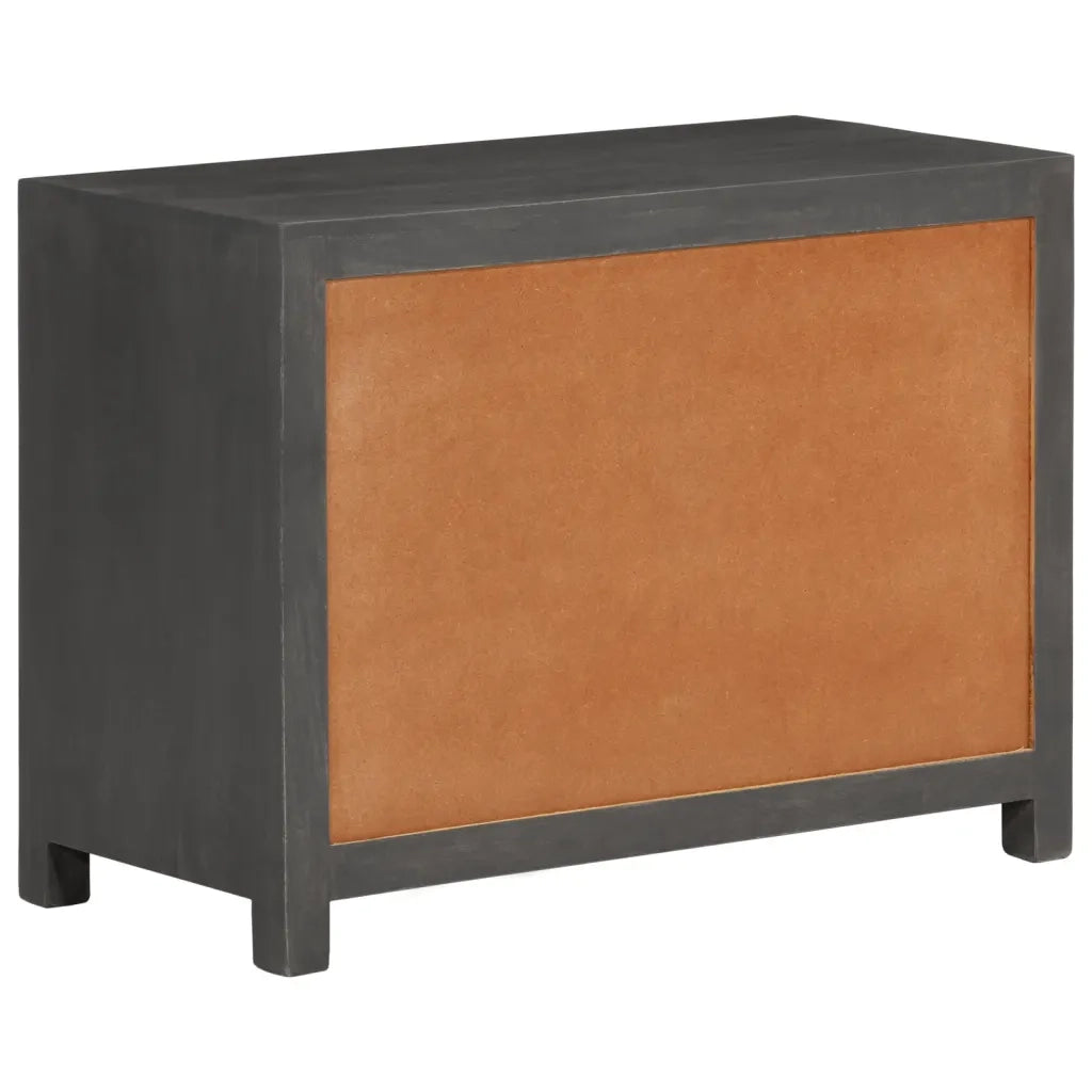 Credenza Bianco e Grigio 75x35x55 cm in Legno Massello di Mango 374992
