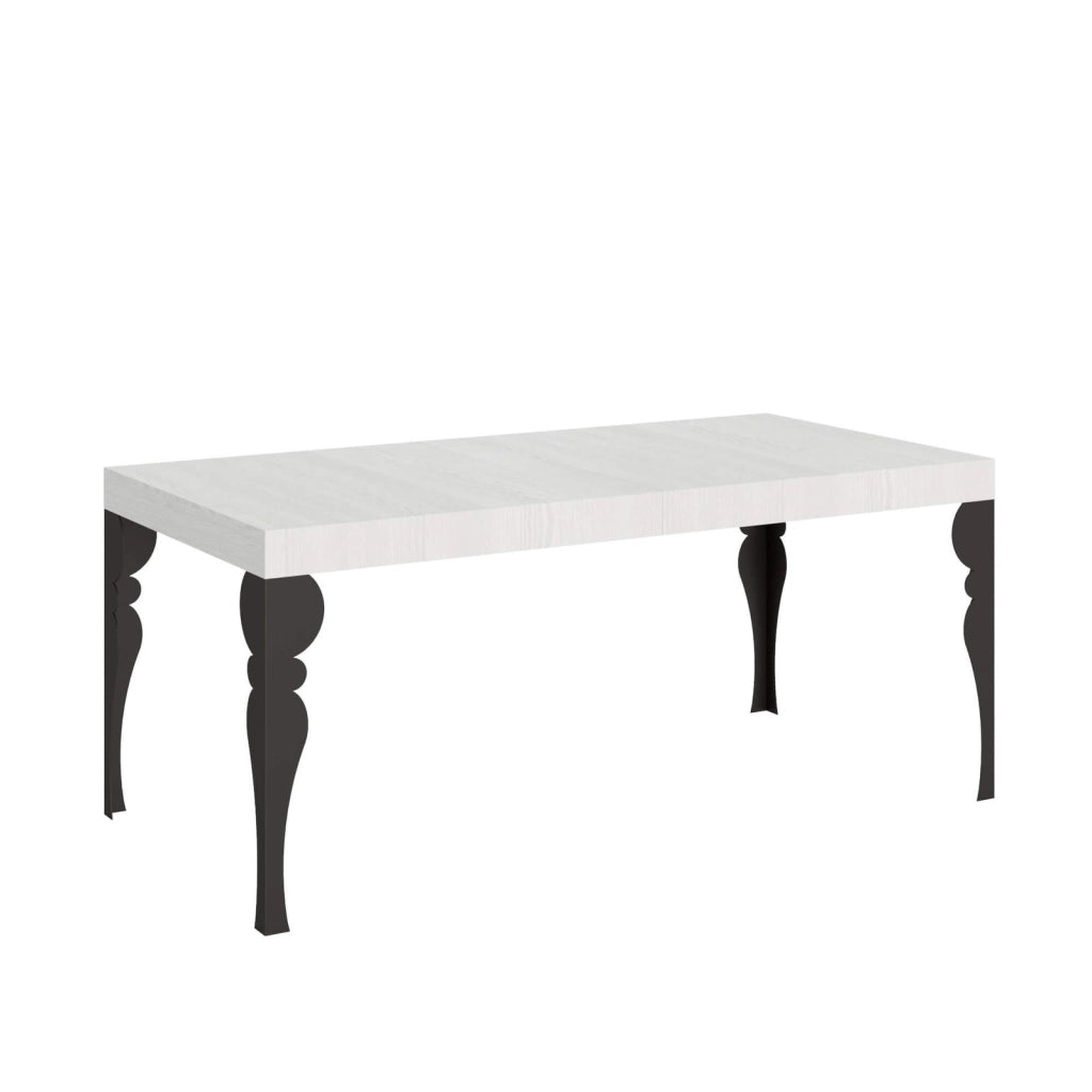 Tavolo allungabile 200/304x90 cm Paxon bianco frassino gambe antracite