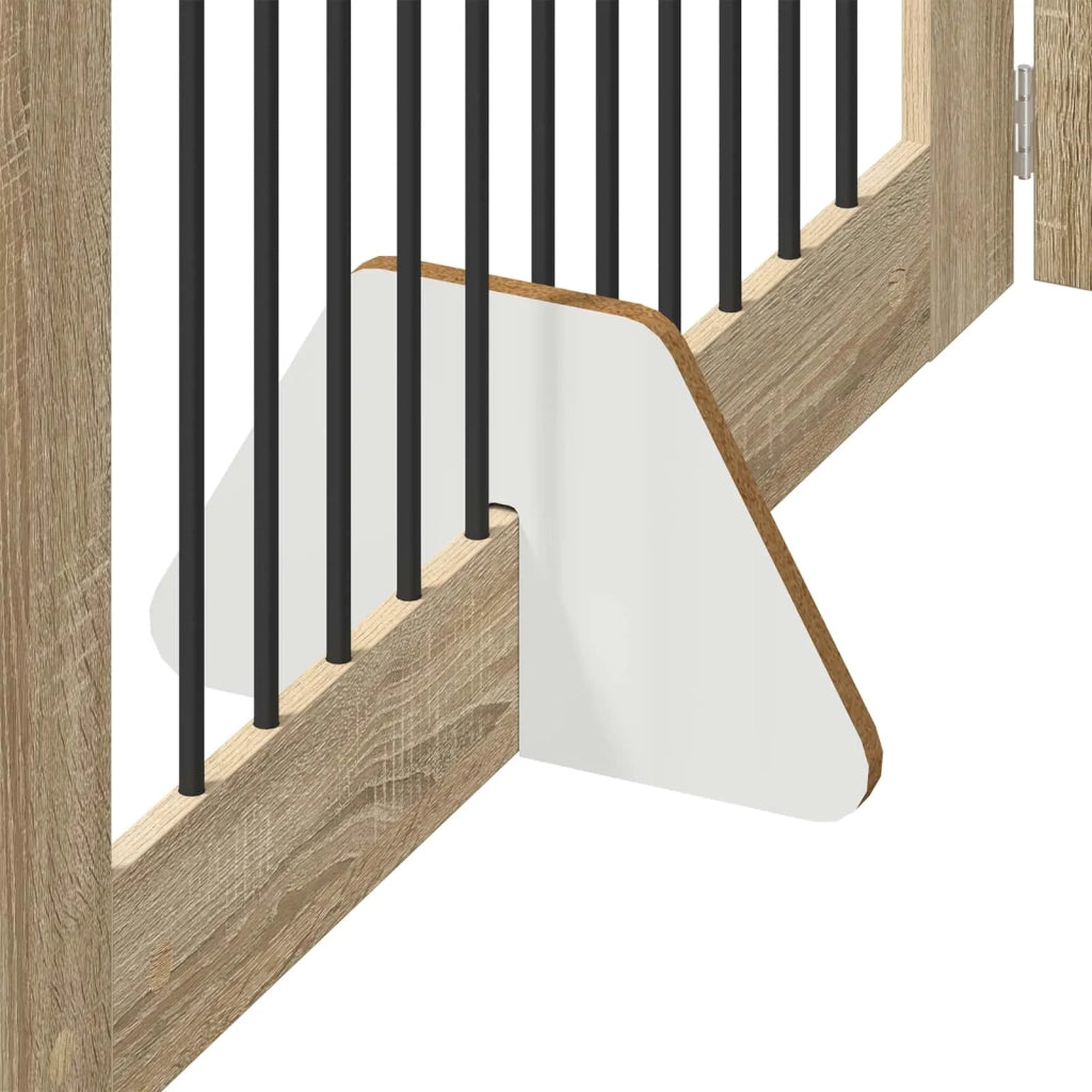 Cancello per cani pieghevole con supporti 4 pz Rovere Sonoma 892116